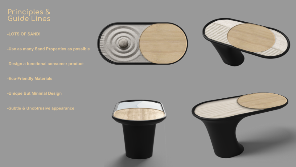 Suna principles: sand tray, removable wooden top and table variations