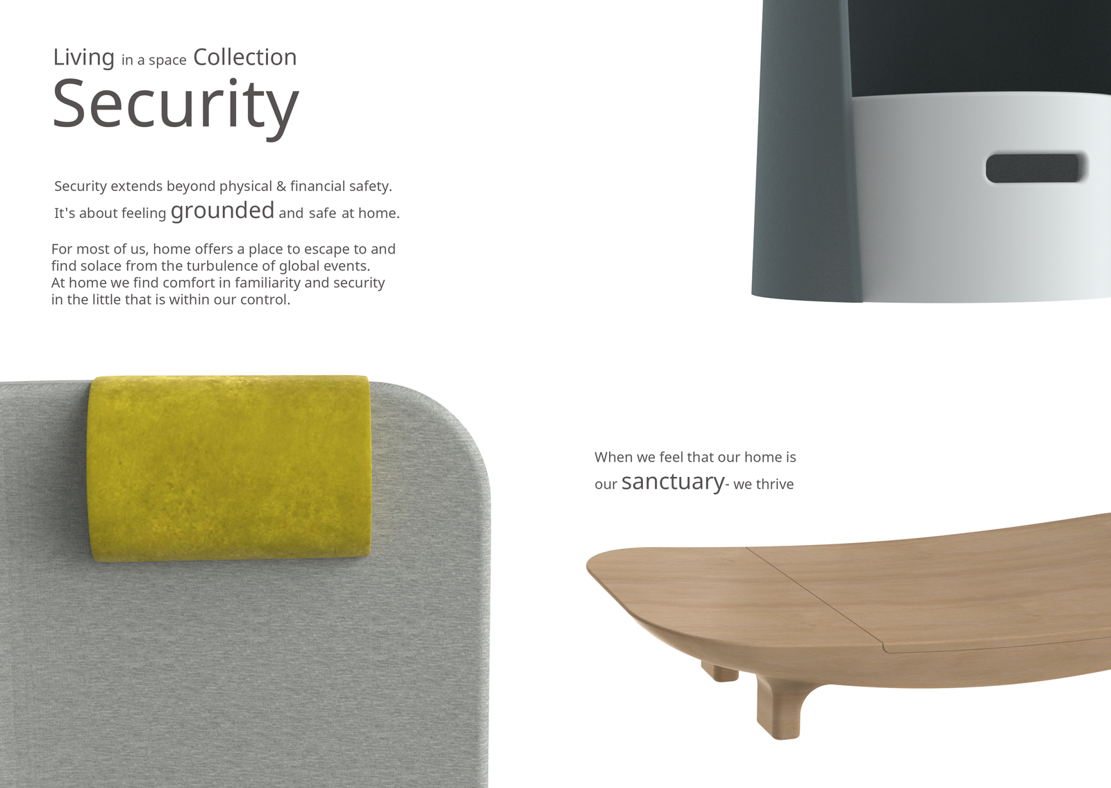 Security concept: armchair with yellow cushion and a hidden storage tray
