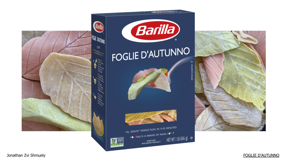 Foglie D'autunno pasta packaging mock-up on a leaf background